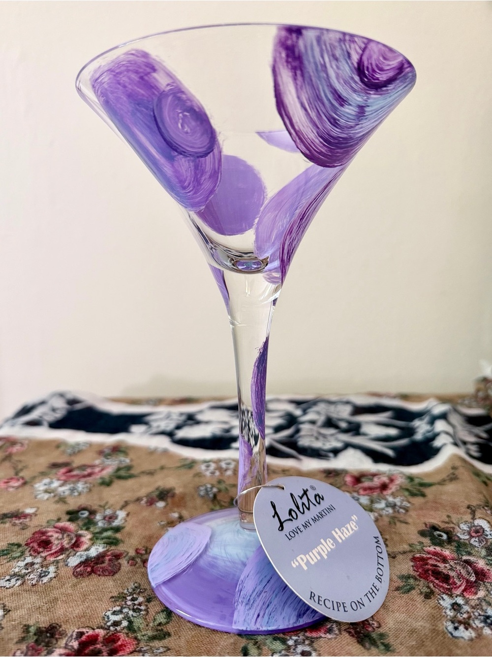 Lolita Purple Haze Hand Painted Martini Glass Gift Box